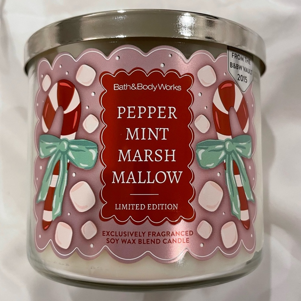 BBW Peppermint Marshmallow 3 Wick Candle
